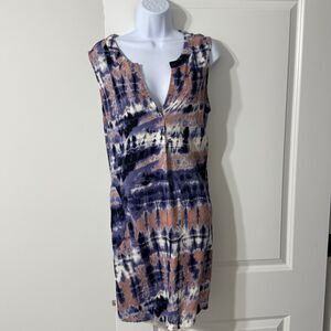 FOR CYNTHIA Beachwear Linen Blend Tie Dye Dress | XL |